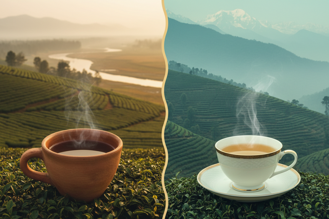 Assam vs Darjeeling tea comparison — bold CTC chai versus delicate first flush — Lalchand Babulal Tea Company