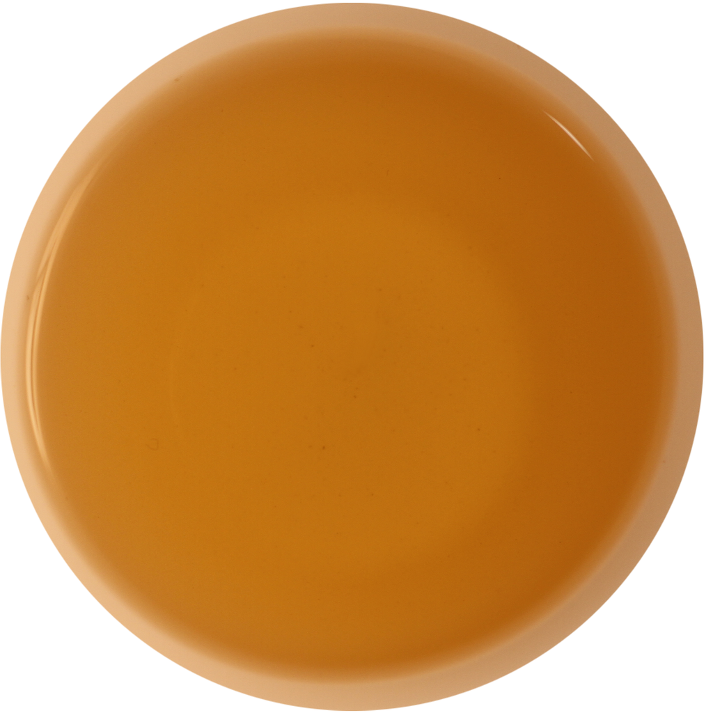 A circular color swatch showing a glossy, warm amber-orange hue on a plain white background.