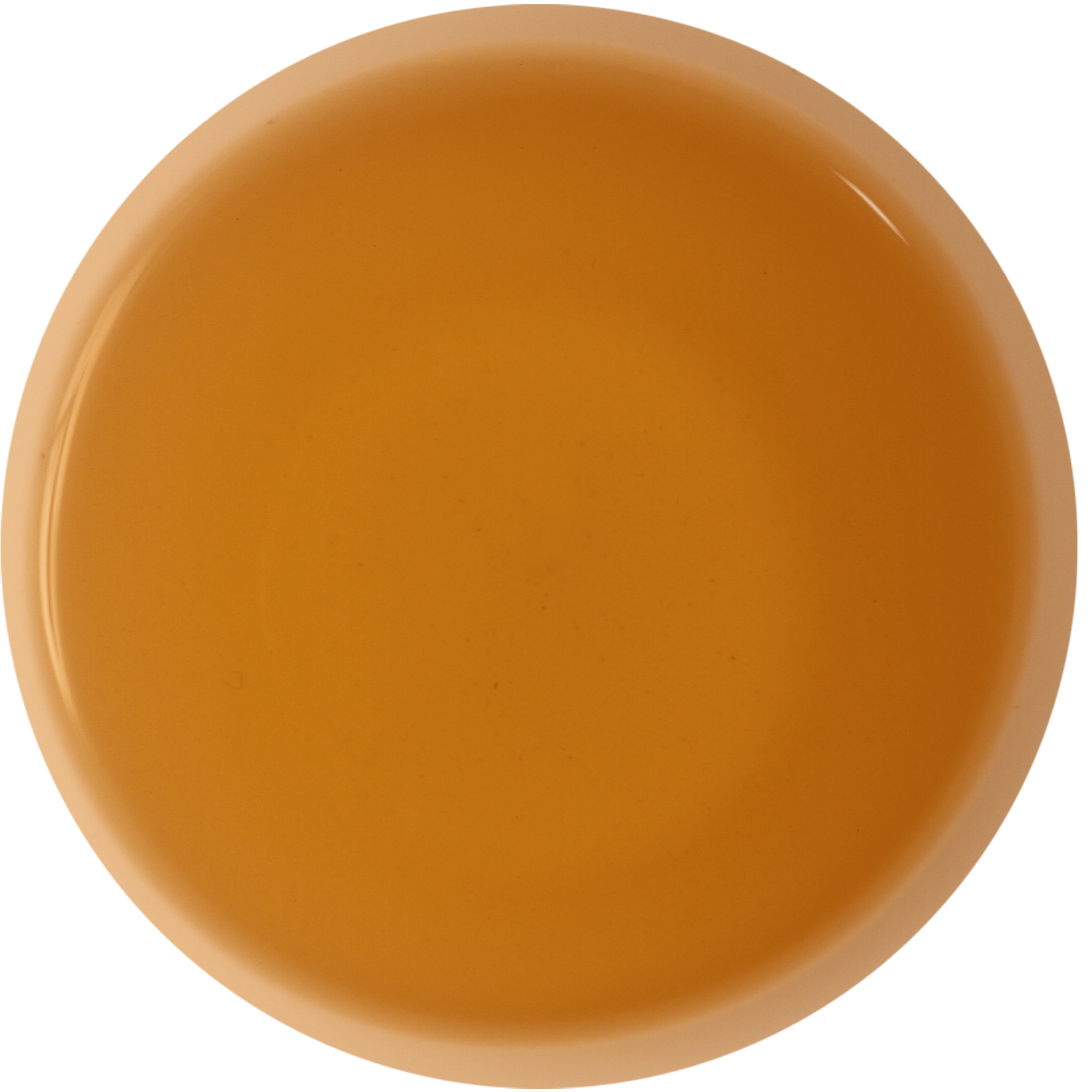 A circular color swatch showing a glossy, warm amber-orange hue on a plain white background.