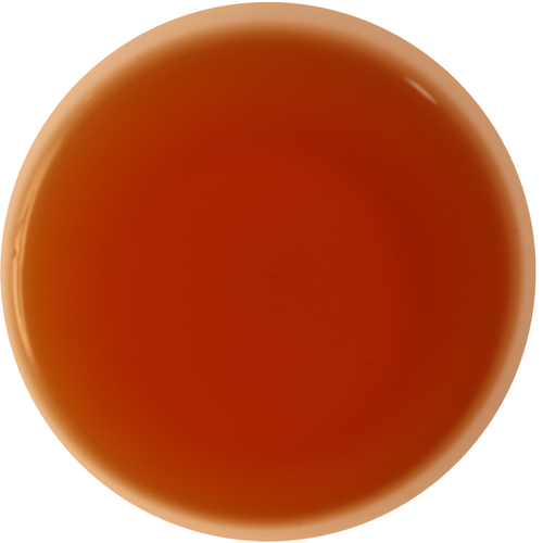 A circular color swatch showing a warm, translucent amber-orange hue on a plain white background.