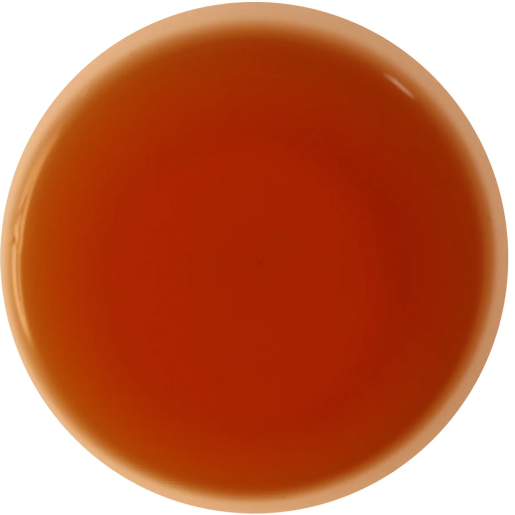 A circular color swatch showing a glossy, warm terracotta orange-red finish, likely for a ceramic tile, gloss finish, or paint color.