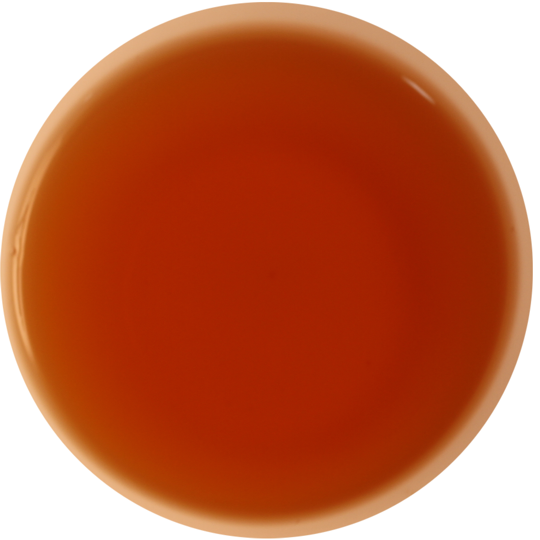 A circular color swatch showing a warm, translucent amber-orange hue on a plain white background.