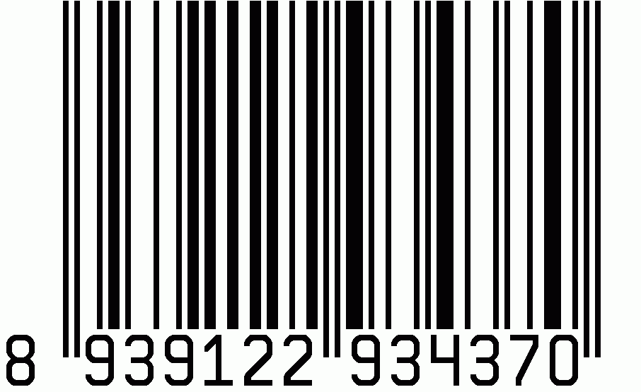 A black and white barcode with numbers 8 939122 934370 printed below the vertical bars on a white background.