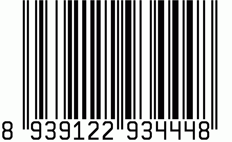 A black and white barcode with the numbers 8 939122 934448 printed below the bars on a white background.